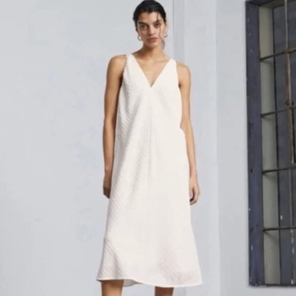 NWT Everlane The City Stripe Midi Dress - White - Picture 1 of 6